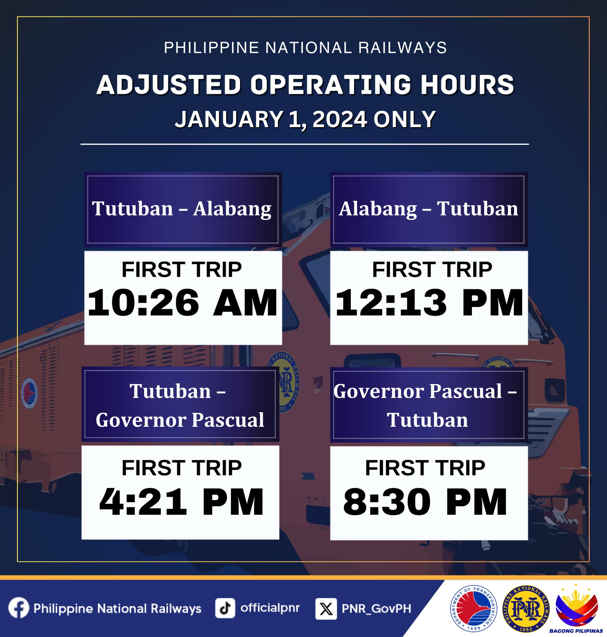 PSA MRT3, LRT1, PNR to implement adjusted operating schedule for